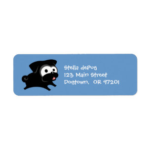 Pug preto customizável 2 etiquetas de endereço d