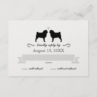 Pug Silhouettes Casando Resposta RSVP