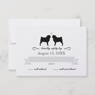 Pug Silhouettes Casando Resposta RSVP