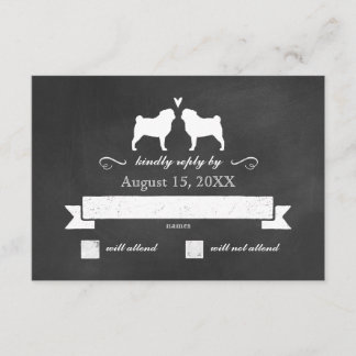 Pug Silhouettes Casando Resposta RSVP