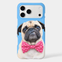 Pug Usando Laço Rosa