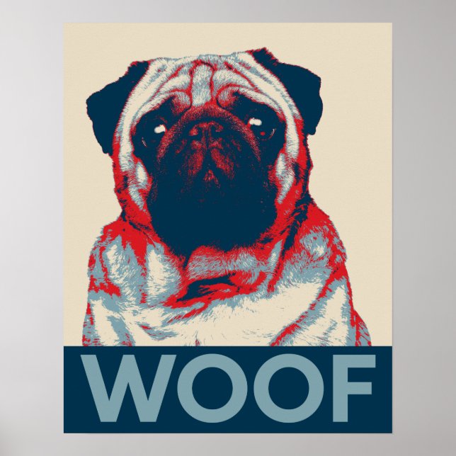 Pug Woof Retro Hope Poster (Frente)