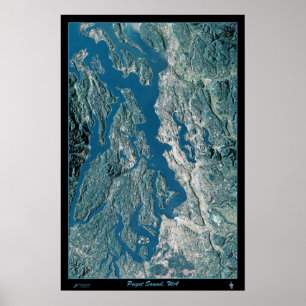 Puget Sound, poster por satélite de Washington