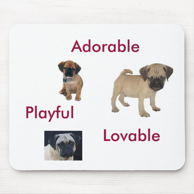 Puggle adorável, adorável, brincalhão Mousepad (Frente)