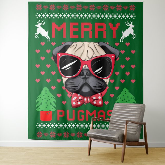 Pugmas feliz! Tapete de parede (In Situ)