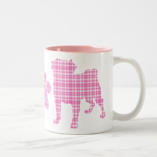 Pugs da xadrez e caneca cor-de-rosa da pata (Direita)