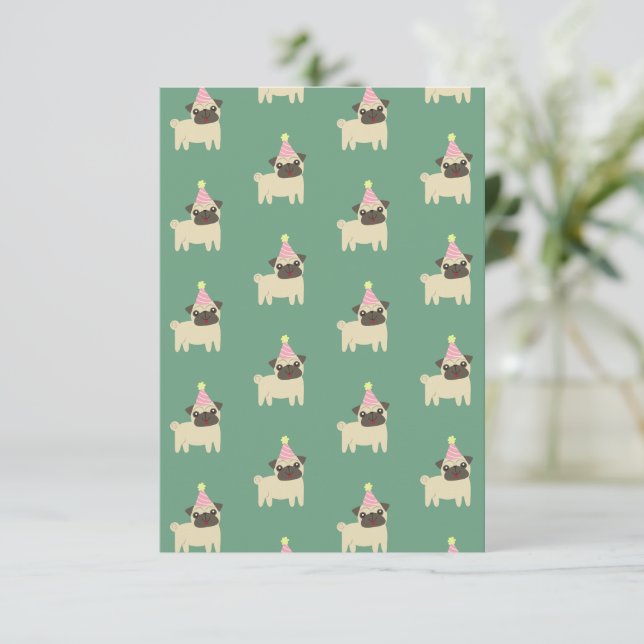 Pugs Grid Birthday Card (Em pé/Frente)
