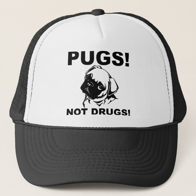 Pugs Não Drogas Boné de Beisebol Divertido (Frente)