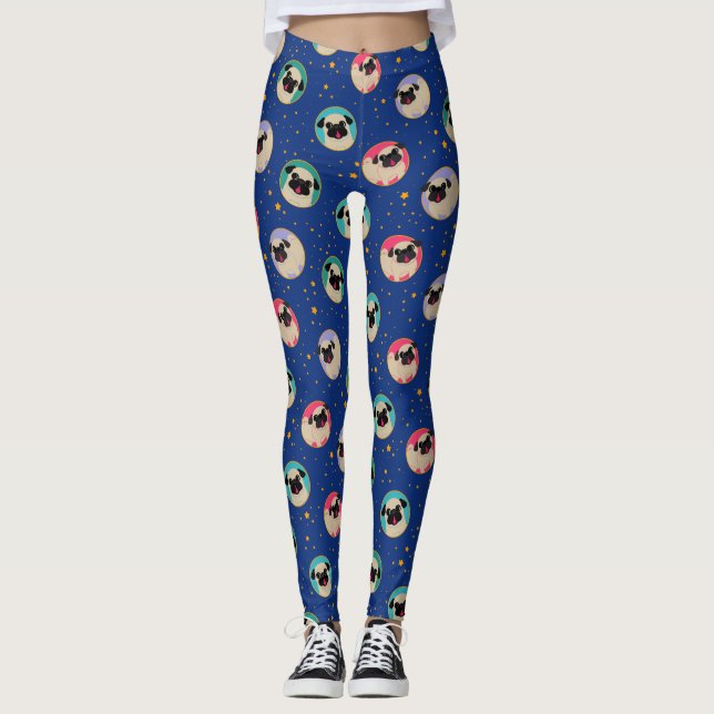 Pugs Nas Leggings De Padrão (Frente)