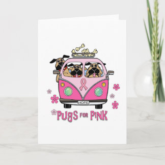 Pugs para Cartão de Nota Rosa