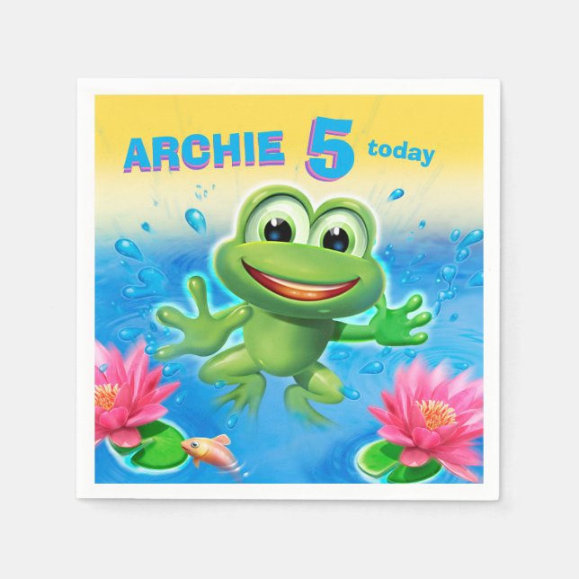 Pulando guardanapo de papel personalizado do Sapo (Frente)