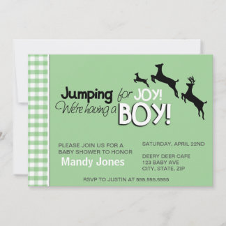 Pulando para Joy Green Baby Shower Convites