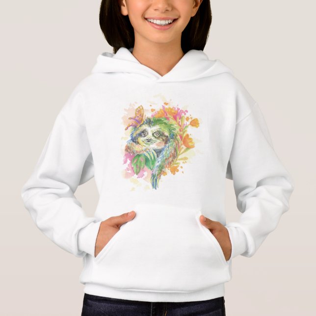 Pullover Hooded de Menina - Sloth (Frente)
