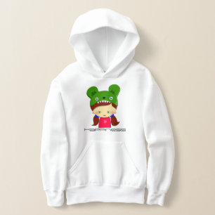 Pullover White Graphic Hoodie para Meninas
