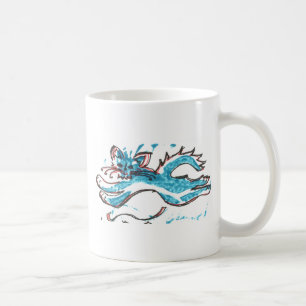pulos felizes do gato da água da caneca de café