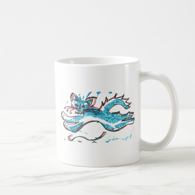 pulos felizes do gato da água da caneca de café (Direita)