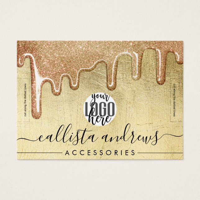 Pulseira com Logo de Glitter Grosso Dourado Glamou (Frente)