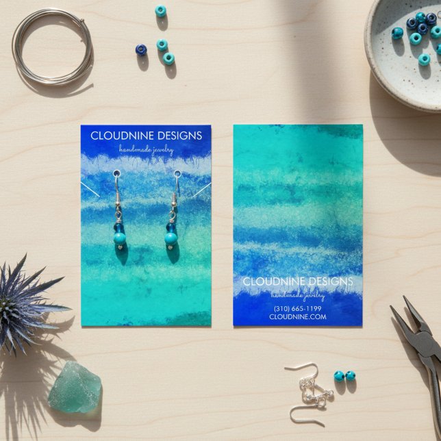 Pulseira de Brinco Aqua Blue Cartão de Exposição d (Aqua Blue Earring Necklace Jewelry Display Card
)