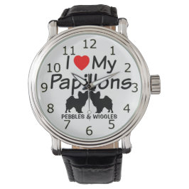 Pulso Eu Amo Meu Relógio De Dois Cães De Papillon