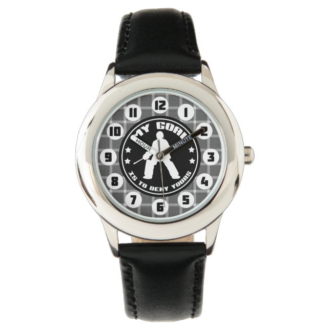 Pulso Hockey de campo Goalie Cita Relógio de Crianças (Frente)