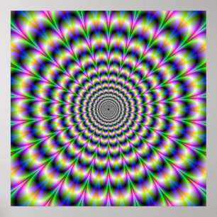 Pulso psicadélico no poster roxo e verde