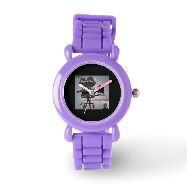 Pulso Relógio com Citação de Thomas Edison "Para o Suces (Frente)