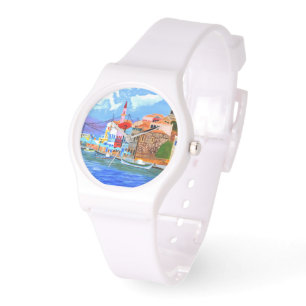 Pulso Relógio de silicone branco esportivo para mulheres
