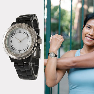 Pulso Relógio do Esmalte negro de retônio feminino