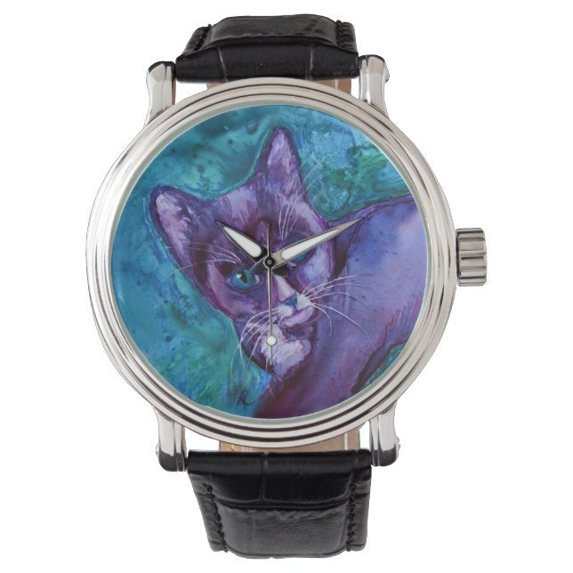 Pulso Relógio "Purple Tuxedo" de Kitten (Frente)