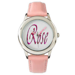 Pulso Rosa, Nome, Logotipo, Garotas, Relógio De Couro R