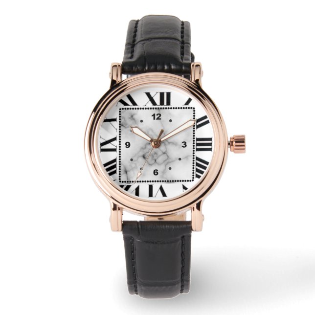 Pulso rosto de mármore de relógio de couro (Frente)