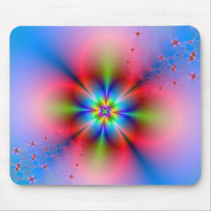 Pulverizador floral cor-de-rosa em Mousepad azul