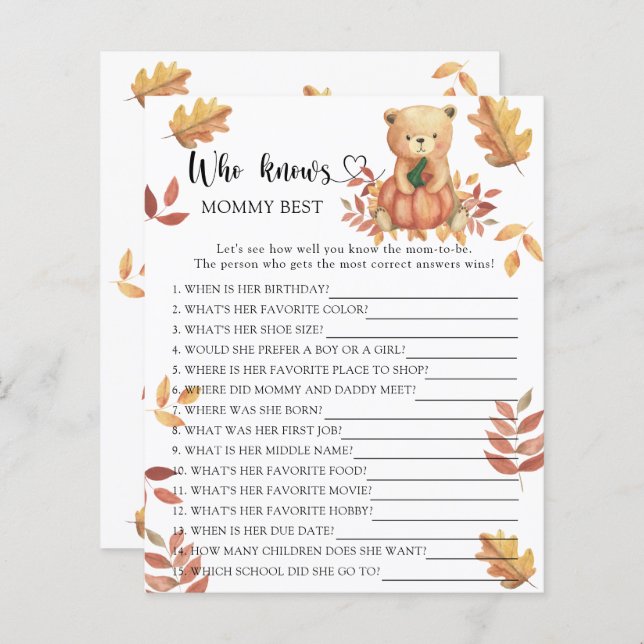 Pumpkin and Bear - Quem conhece o melhor jogo das  (Frente/Verso)