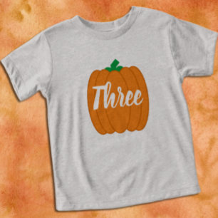 Pumpkin aniversário de 3 anos Toddler T shirt