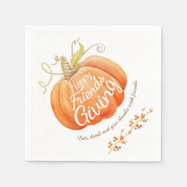 Pumpkin aquarela e amigos de arte dando guardanapo