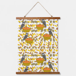Pumpkin Basket Fall Leaves Wall Tapestry