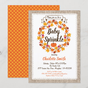 Pumpkin bebê sprinkle convite burlap wath
