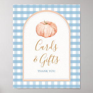 Pumpkin Boho Blue Gingham Cards & Gifs Poster