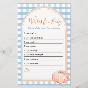 Pumpkin Boho Blue Gingham Deseja Bebê