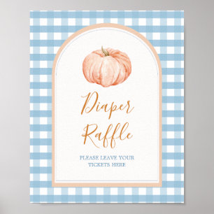 Pumpkin Boho Blue Gingham Fralda Raffle Poster