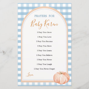 Pumpkin Boho Blue Gingham Love Prayers para Bebê