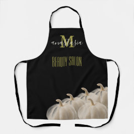 Pumpkin Branco Negro Bela Salão Monograma Apron