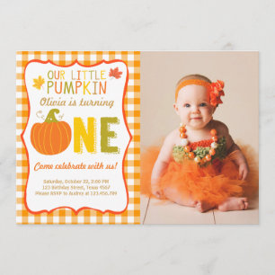 Pumpkin Convite de aniversário Orange Primeiro An