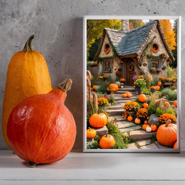 Pumpkin Cottage Autumn Halloween Poster (Criador carregado)