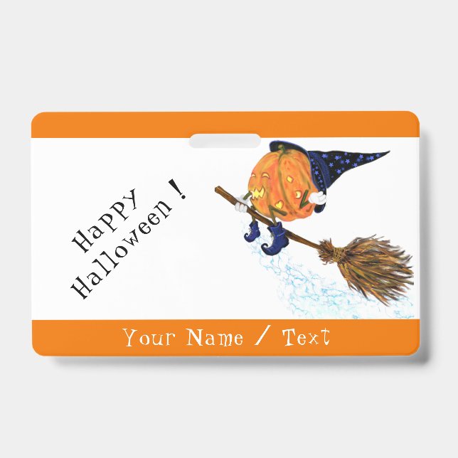 Pumpkin de bruxa de Crachá personalizada (Frente)