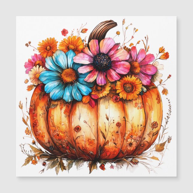 Pumpkin de Queda Floral de Aquarela (Frente)