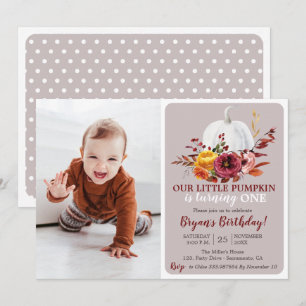 Pumpkin Fall First Birthday convite fotografia