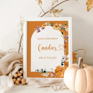 Pumpkin floral adivinha quantos doces poster