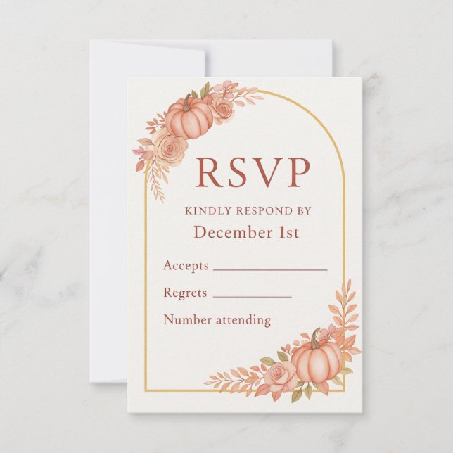 Pumpkin Floral Fall Baby Shower RSVP Card (Frente)