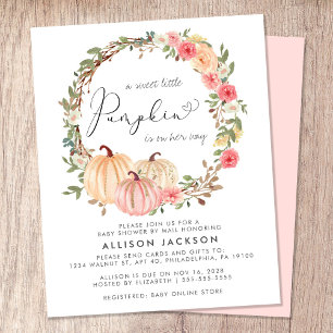 Pumpkin Floral Girl Chá de fraldas Por Email Invi